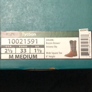 Ariat Kid/'s Brazen Brown Tycoon Square Toe Boots 10021591 SALE